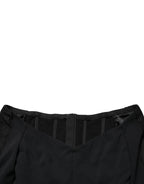 Black Silk Button Bodice Sheath Maxi Dress