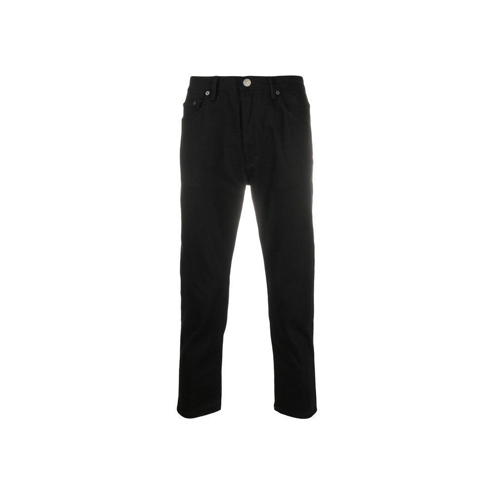 Black Cotton Straight-Leg Jeans