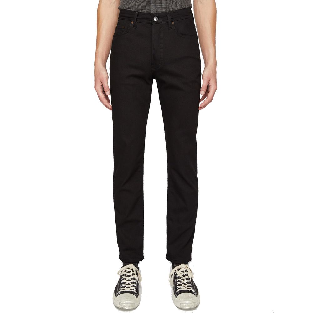 Black Cotton Straight-Leg Jeans