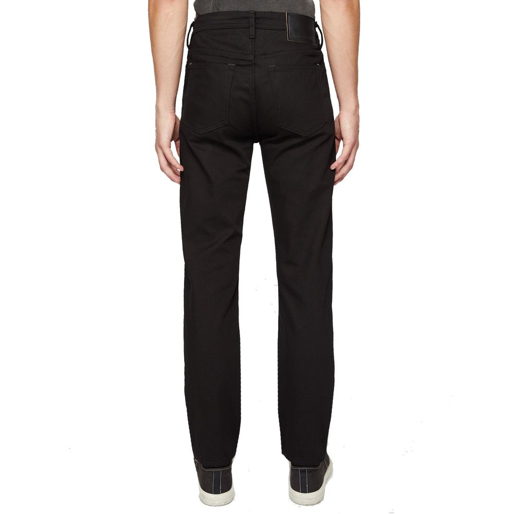 Black Cotton Straight-Leg Jeans