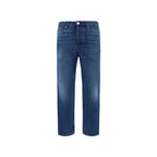 Blue Cotton Tapered Jeans