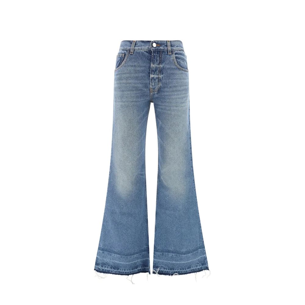 Blue Cotton Bootcut Jeans