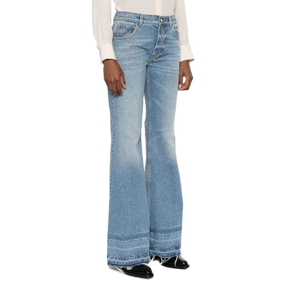 Blue Cotton Bootcut Jeans