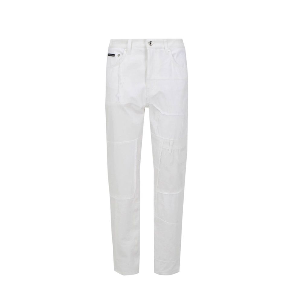 White Cotton Straight-Leg Jeans