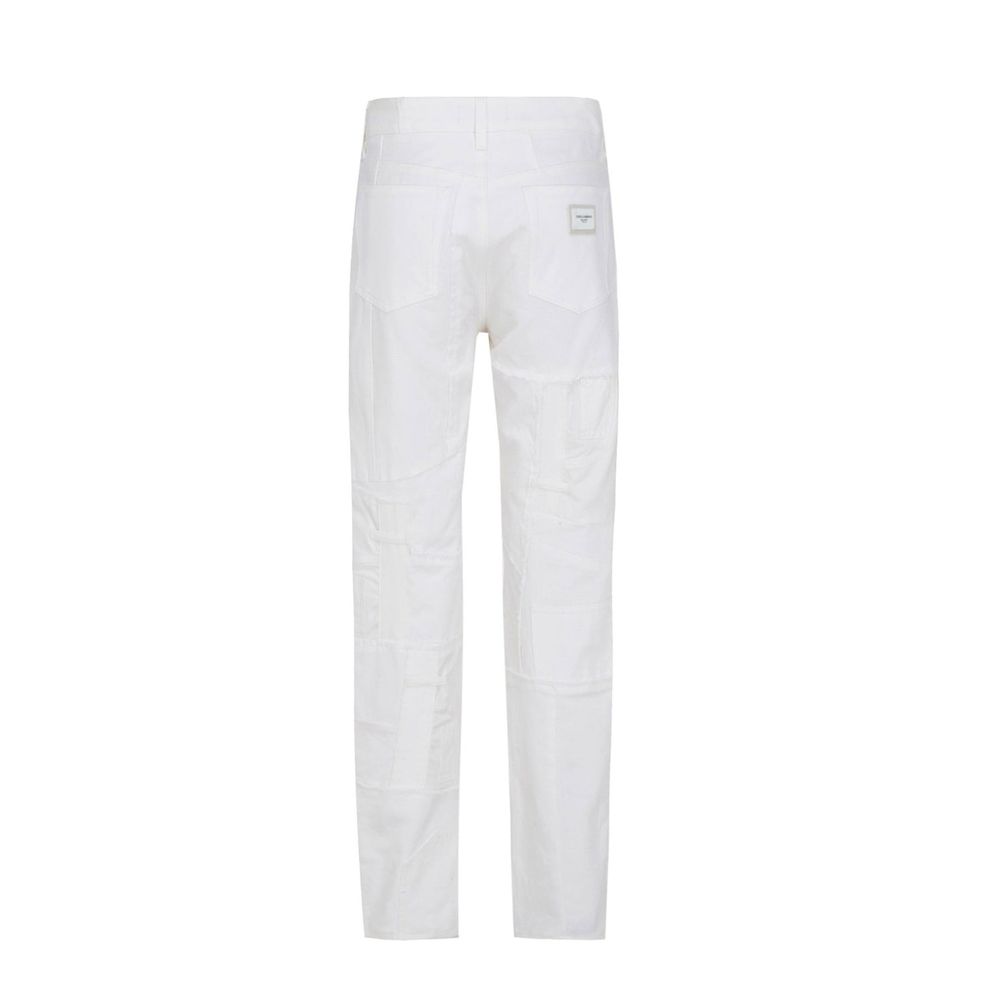 White Cotton Straight-Leg Jeans