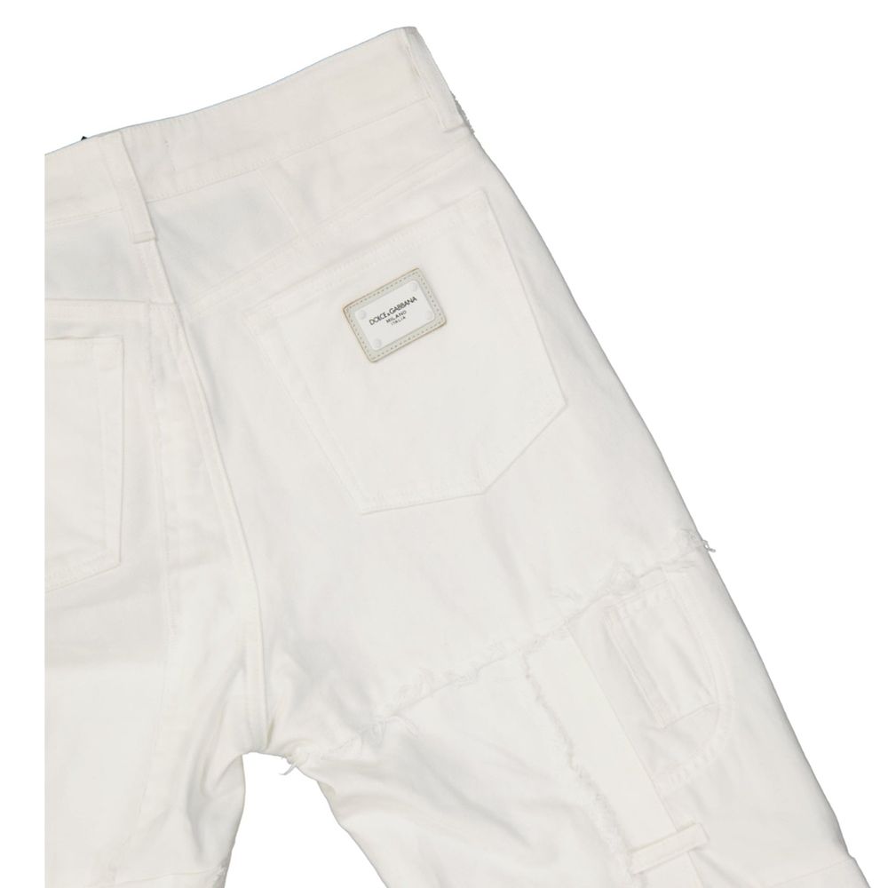White Cotton Straight-Leg Jeans