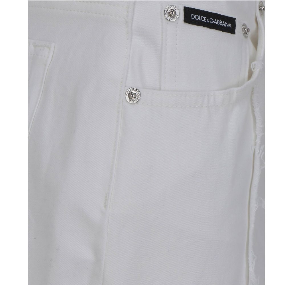 White Cotton Straight-Leg Jeans