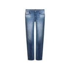 Blue Cotton Straight-Leg Jeans