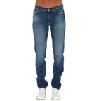 Blue Cotton Straight-Leg Jeans
