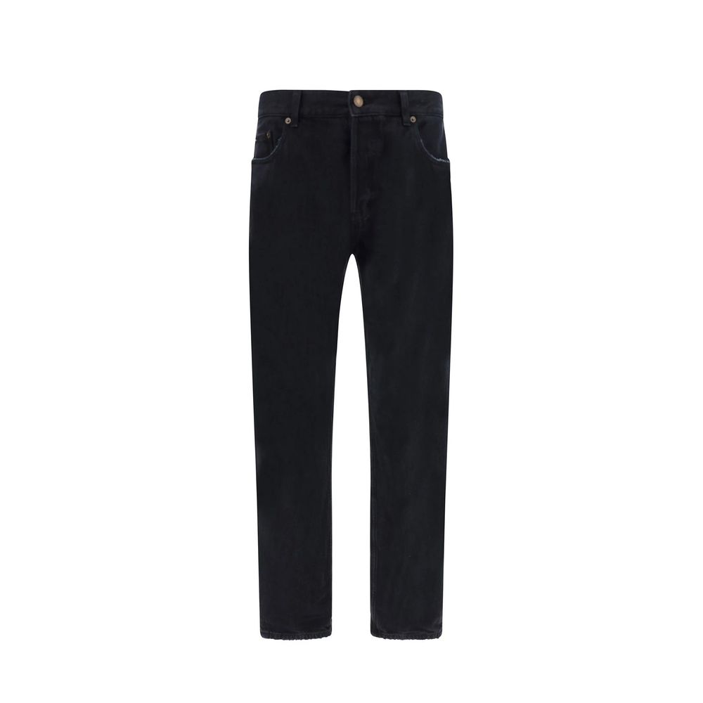 Black Cotton Straight-Leg Jeans