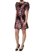Multicolor Floral Brocade A-line Mini Dress