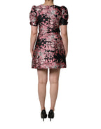 Multicolor Floral Brocade A-line Mini Dress