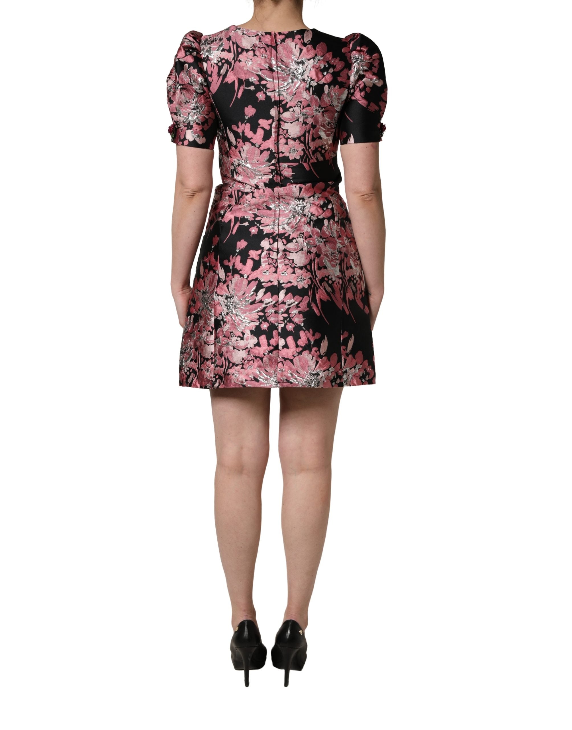 Multicolor Floral Brocade A-line Mini Dress
