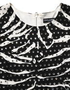 Black White Zebra Rhinestones Mini Dress