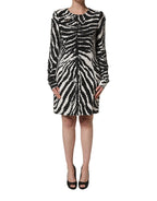 Black White Zebra Rhinestones Mini Dress