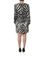 Black White Zebra Rhinestones Mini Dress