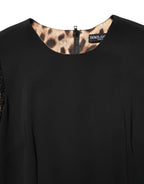 Black Viscose Lace Long Sleeves Mini Dress