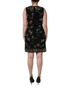 Black Sleeveless Floral Bead Embellishments Dress