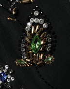 Black Sleeveless Floral Bead Embellishments Dress