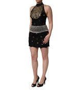 Black Sequin Embellished Sheath Mini Dress