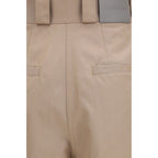 Beige Cotton Flared Pants
