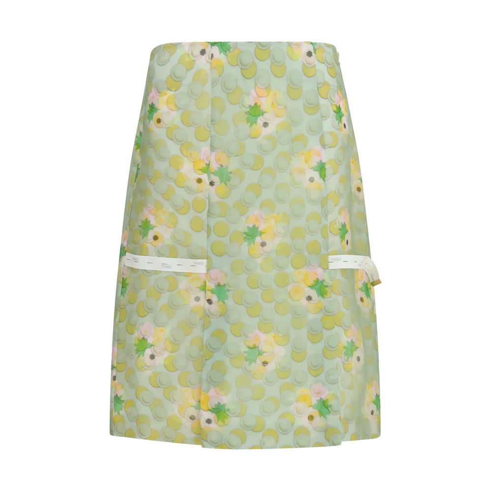 Multicolor Silk Midi Skirt