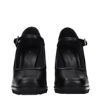 Black Leather High Heel Pumps