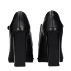 Black Leather High Heel Pumps