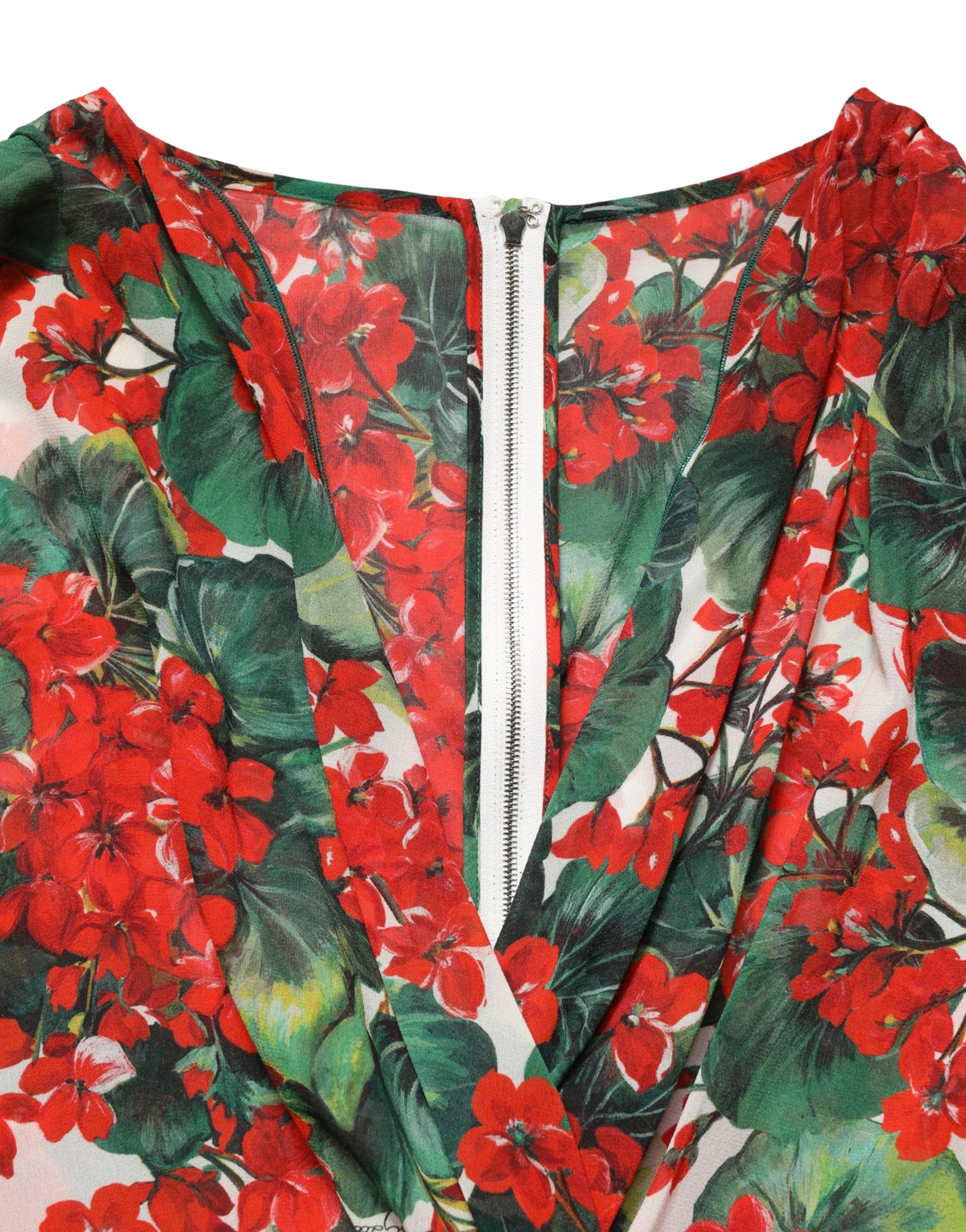 Multicolor Floral Long Sleeves V-neck Dress