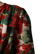 Multicolor Floral Long Sleeves V-neck Dress