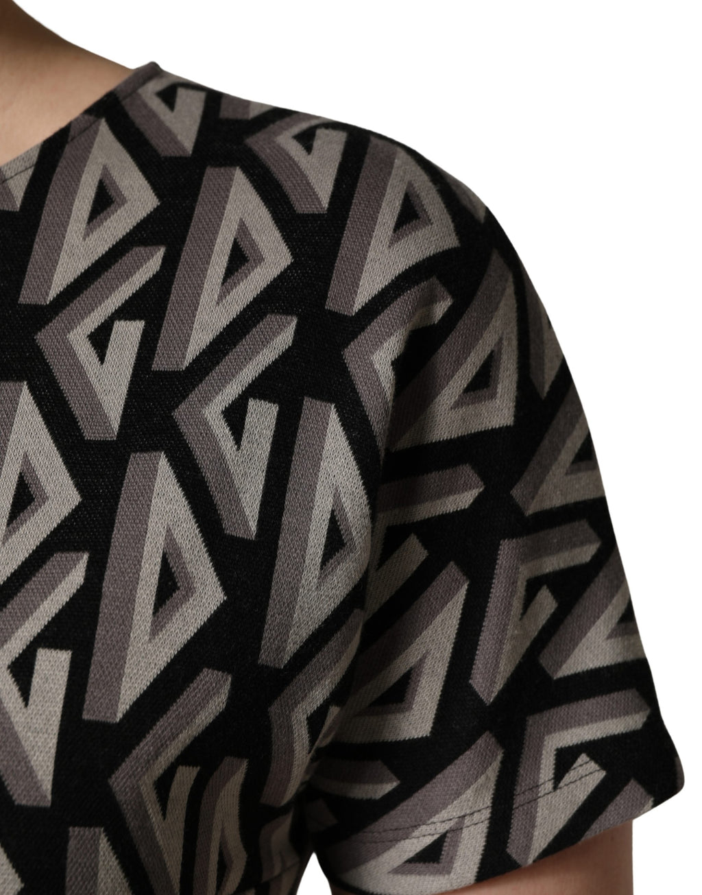 Black Logo Print Cotton Knee Length Dress