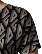 Black Logo Print Cotton Knee Length Dress