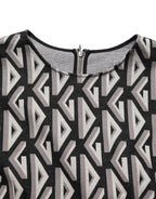 Black Logo Print Cotton Knee Length Dress