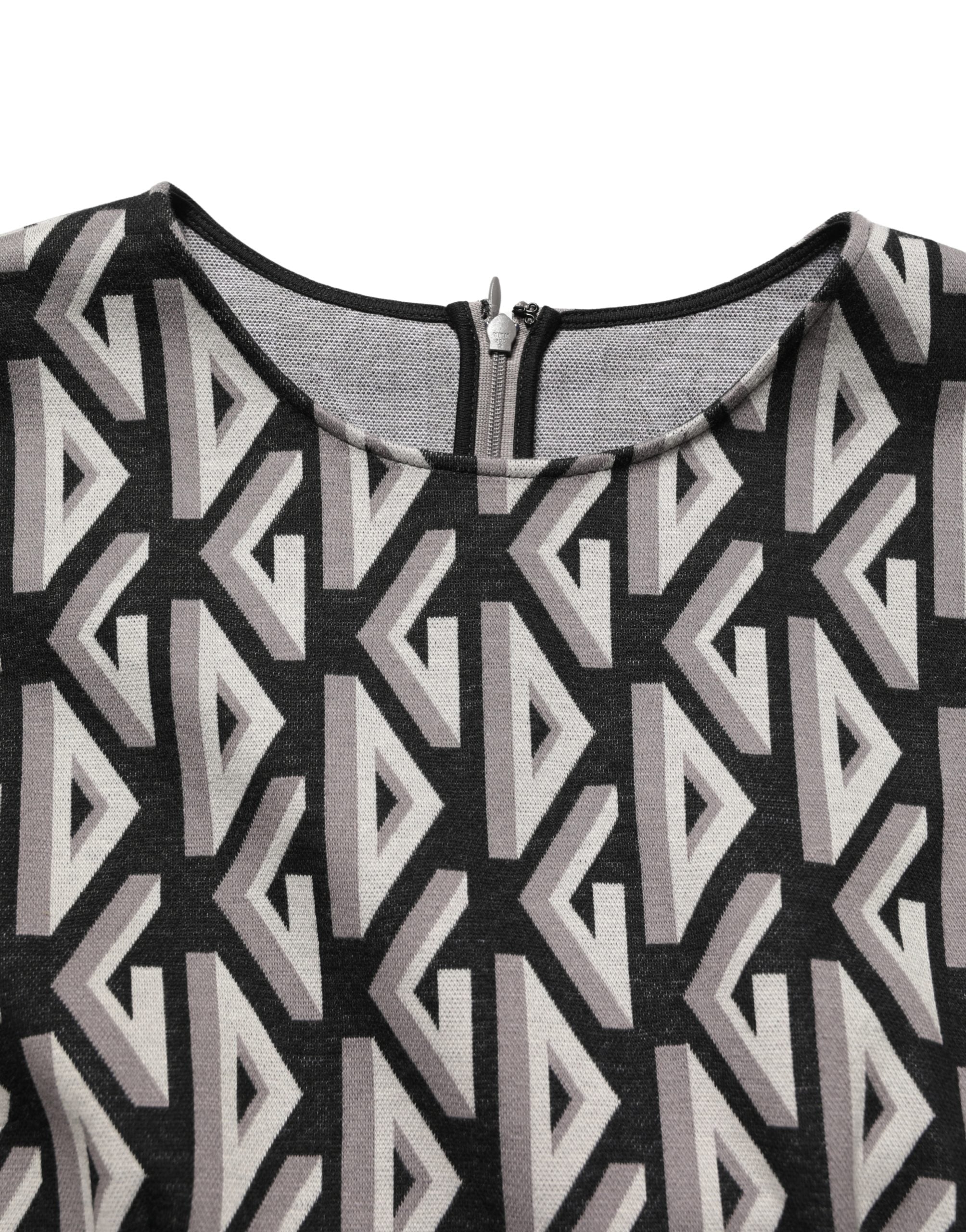 Black Logo Print Cotton Knee Length Dress