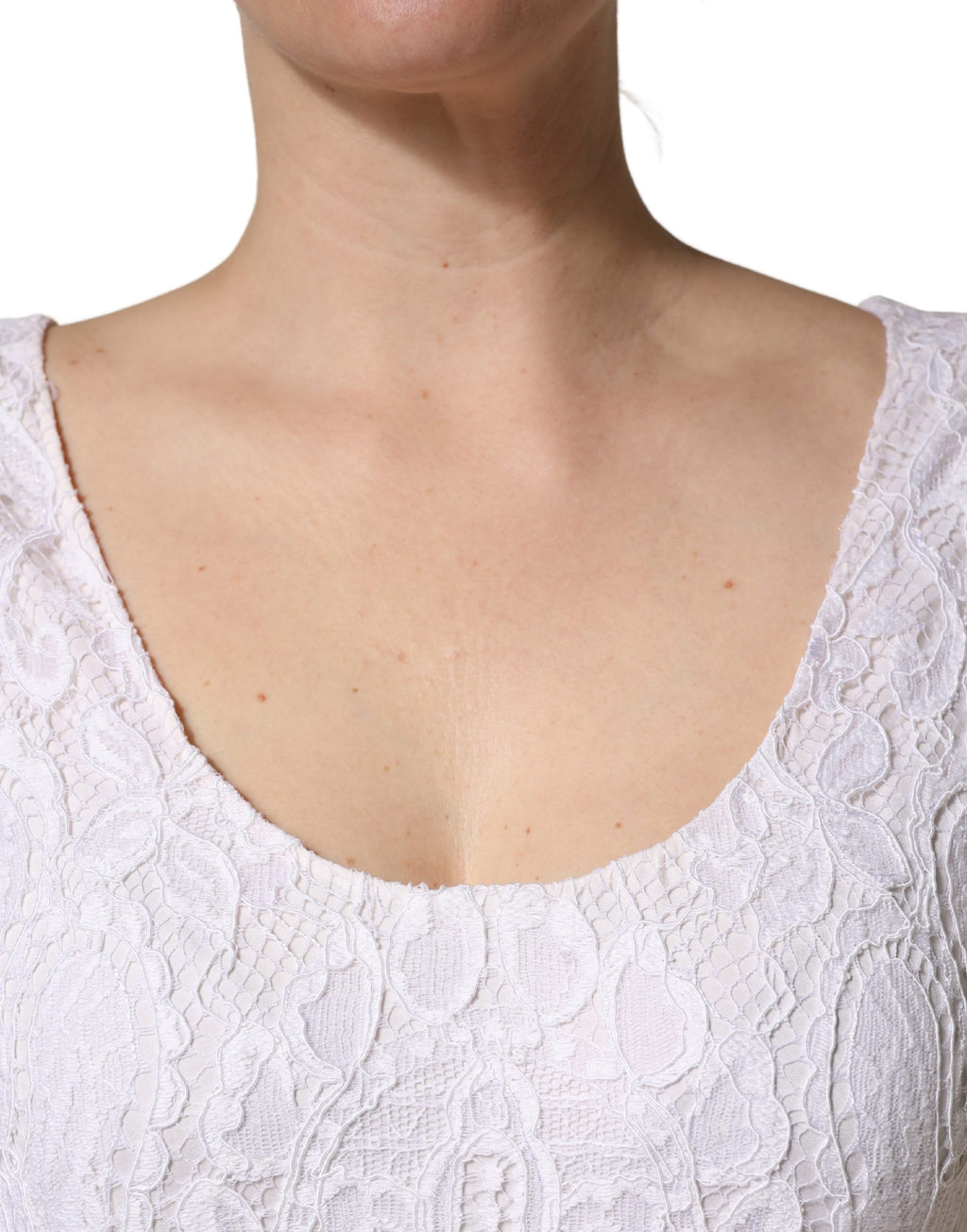 White Floral Lace Sleeveless Midi Dress