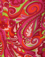 Red Paisley Floral Print Sheath Midi Dress