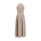 Beige Linen Casual Dress