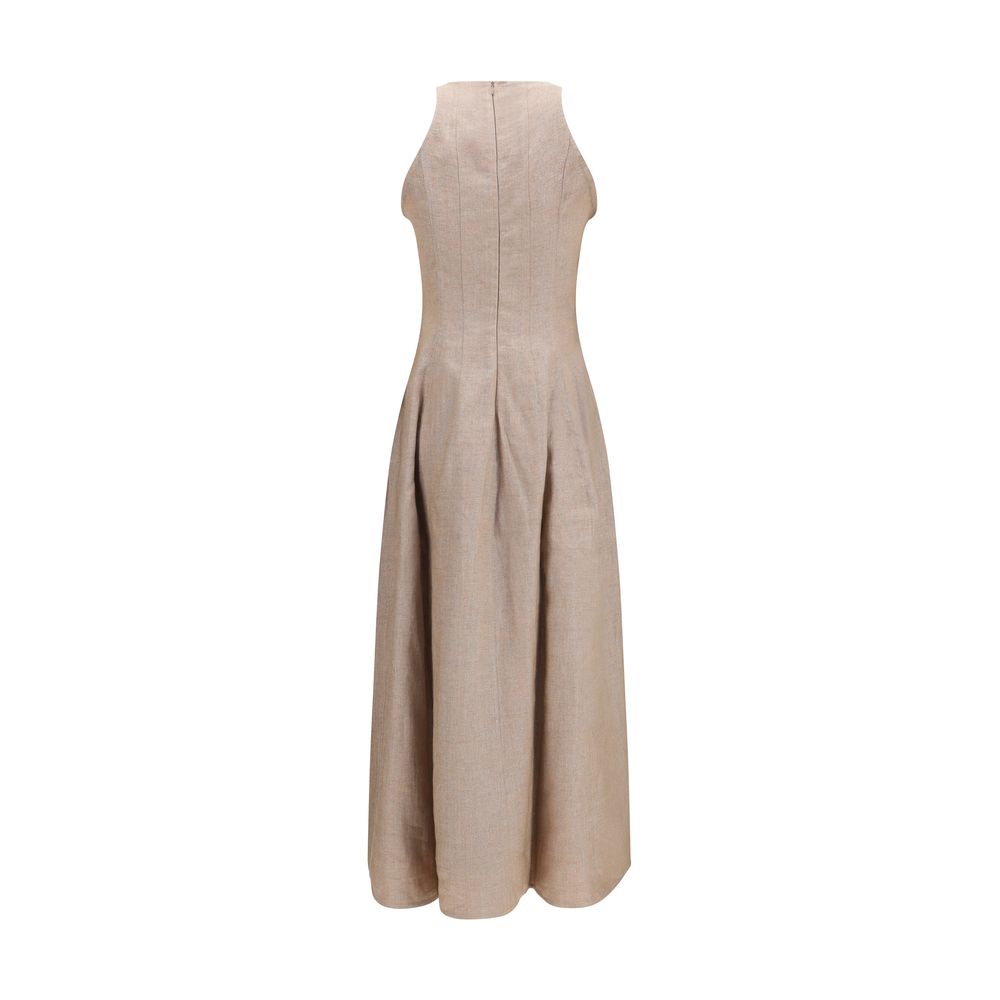Beige Linen Casual Dress