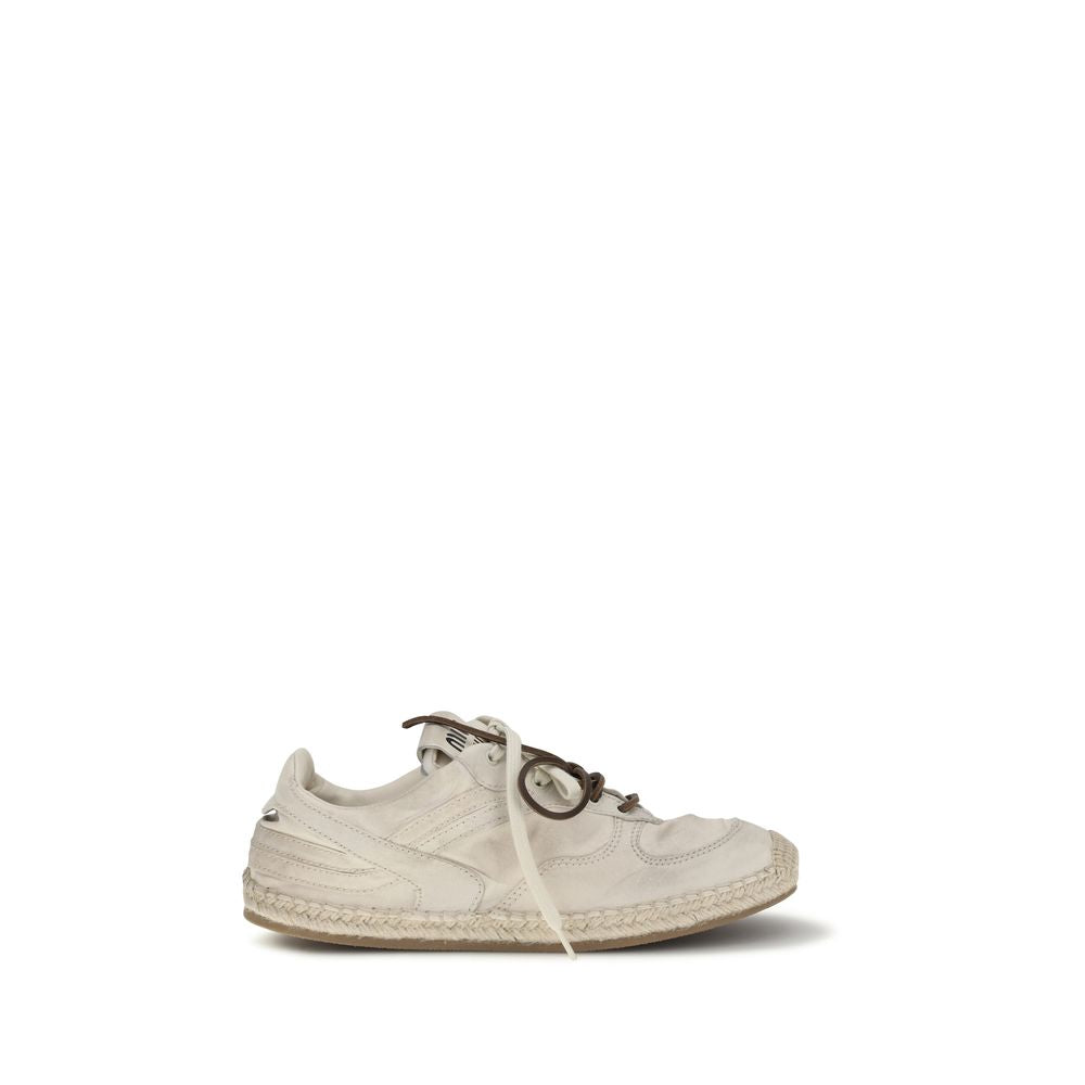 Beige Cotton Platform Sneakers