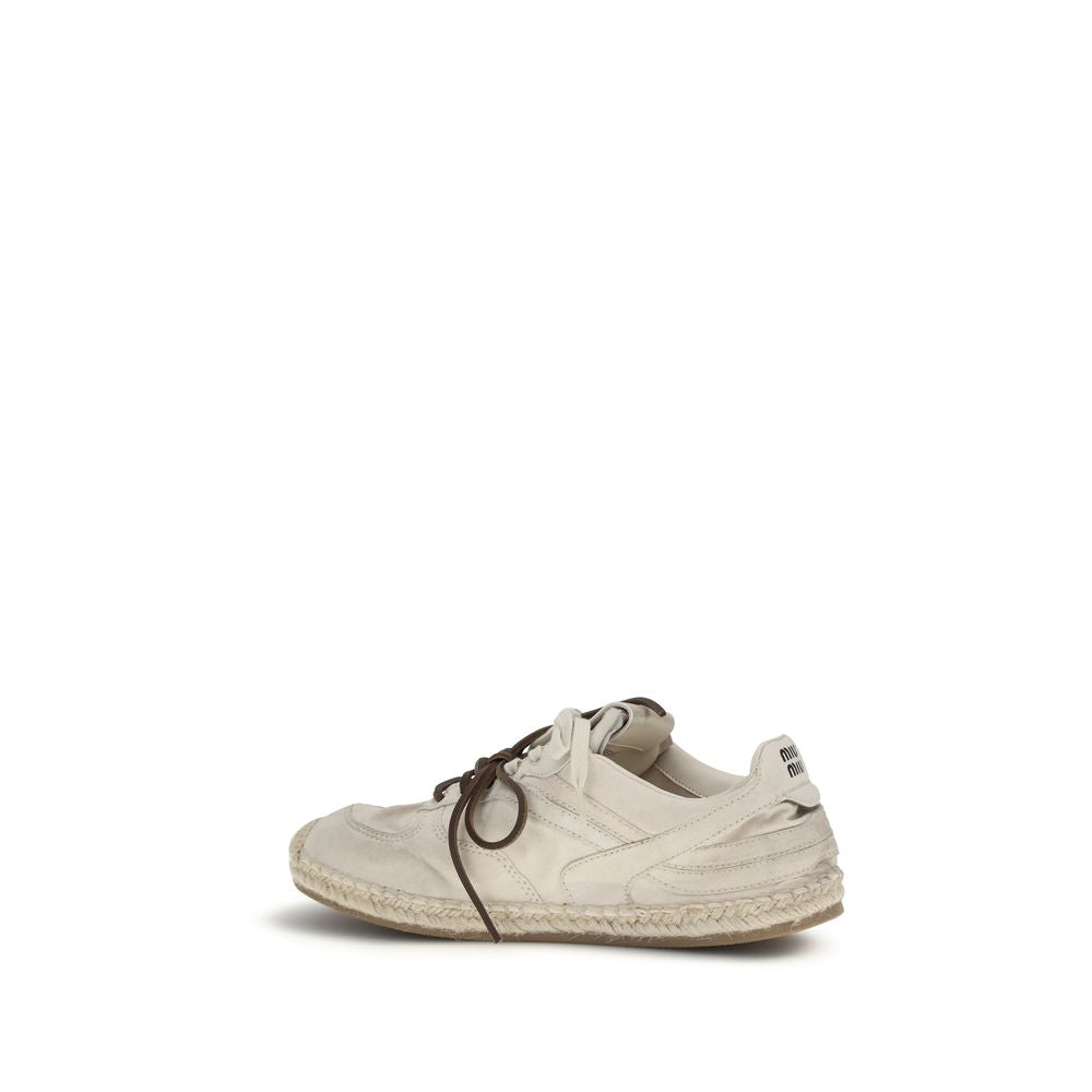 Beige Cotton Platform Sneakers