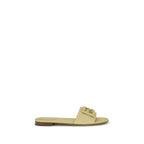 Beige Calf Leather Bos Taurus Flat Sandals