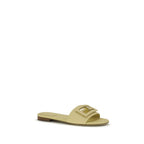 Beige Calf Leather Bos Taurus Flat Sandals