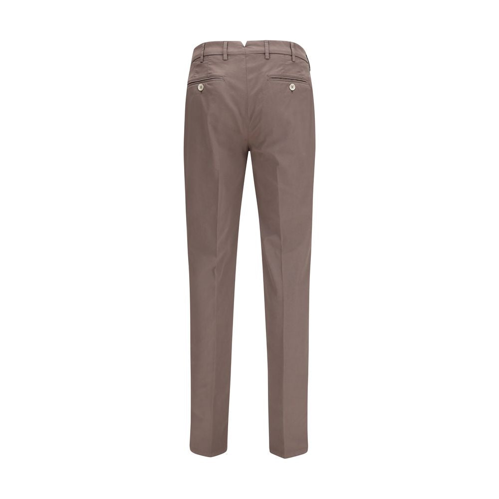 Brown Cotton Casual Pants