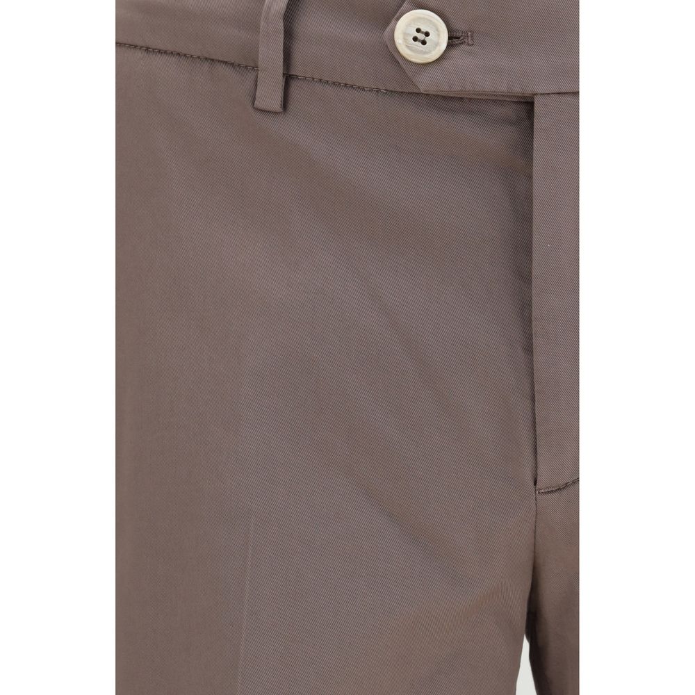 Brown Cotton Casual Pants