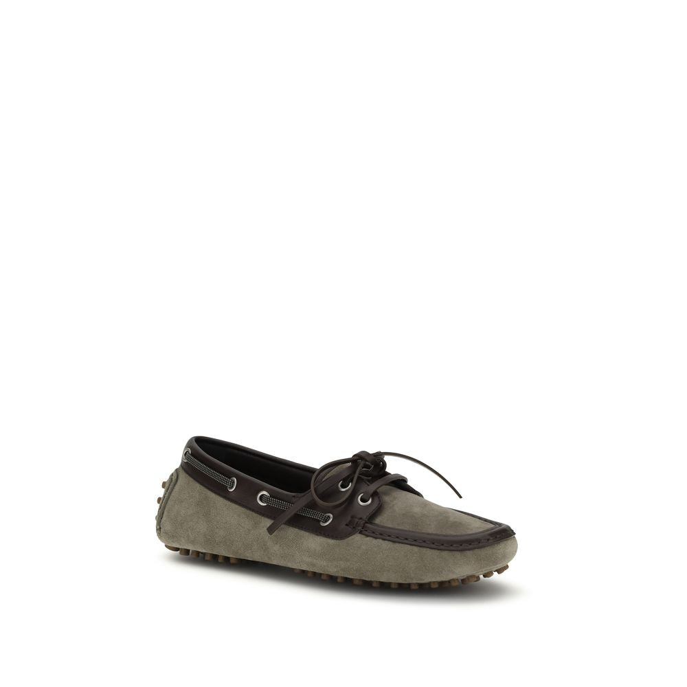 Gray Calf Leather Bos Taurus Slip-On Loafers