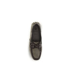 Gray Calf Leather Bos Taurus Slip-On Loafers