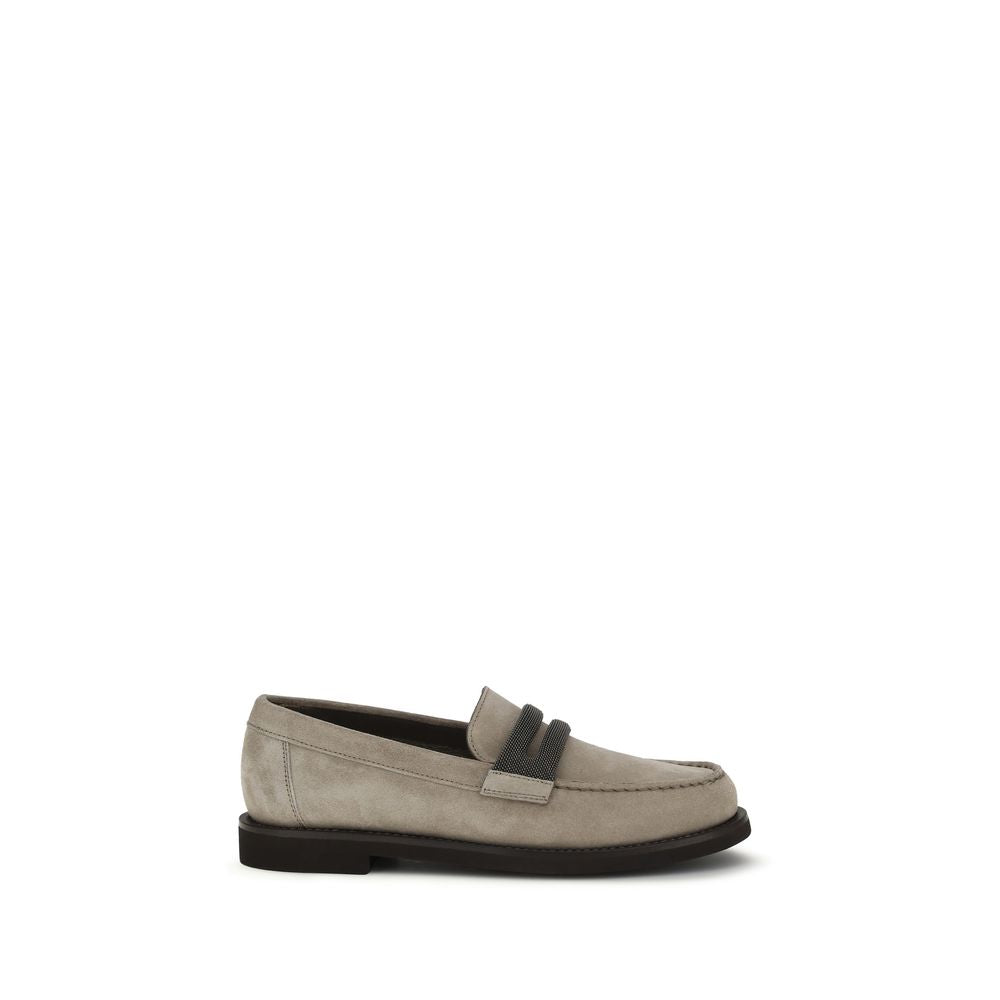 Gray Calf Leather Bos Taurus Slip-On Loafers