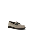 Gray Calf Leather Bos Taurus Slip-On Loafers