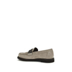 Gray Calf Leather Bos Taurus Slip-On Loafers