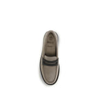 Gray Calf Leather Bos Taurus Slip-On Loafers